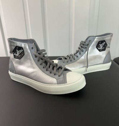 Silver Louis Vuitton High Top Sneakers