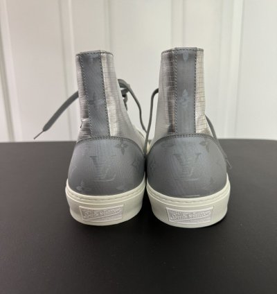 Silver Louis Vuitton High Top Sneakers
