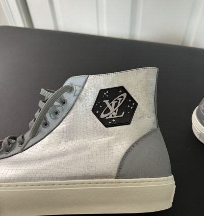 Silver Louis Vuitton High Top Sneakers