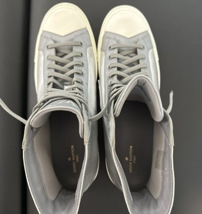 Silver Louis Vuitton High Top Sneakers