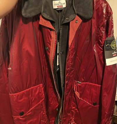 Supreme Stone Island New Silk Light Red Jacket