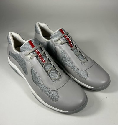 Size 13 - Prada American Cup Grey Leather Technical Fabric
