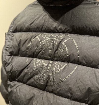 Supreme Stone Island Painted Camo Crinkle Down Jacket