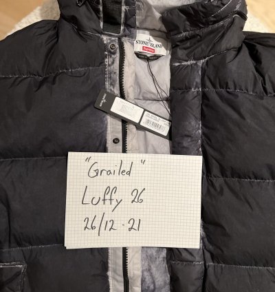 Supreme Stone Island Painted Camo Crinkle Down Jacket