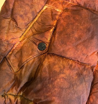 Supreme Stone Island Painted Camo Crinkle Down Jacket Coral