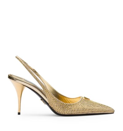 Slingback Collet In Satin With Crystals