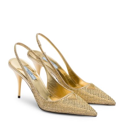 Slingback Collet In Satin With Crystals