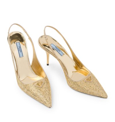 Slingback Collet In Satin With Crystals