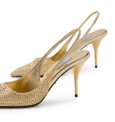 Slingback Collet In Satin With Crystals