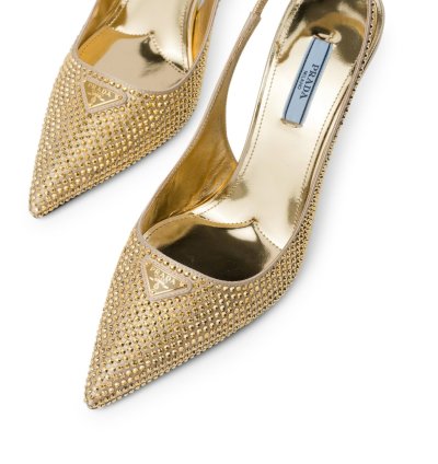 Slingback Collet In Satin With Crystals