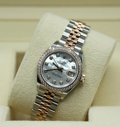Rolex Lady-datejust 2024 Steel Gold Lady-datejust 28 Original Mop Dial And Bezel Unworn Box Papers 279381rbr