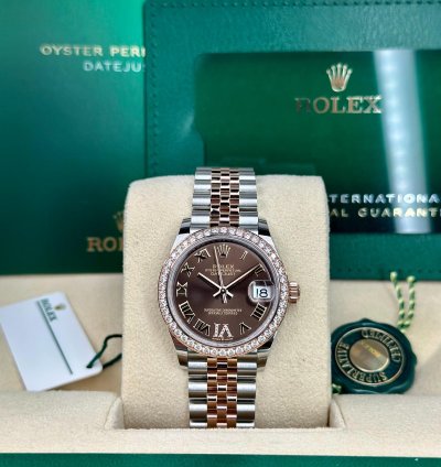 Rolex Lady-datejust 278381rbr Lady-datejust Two-tone Rose Gold Ss Chocolate Diamond 6 Dial 31mm