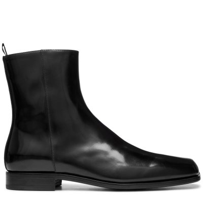 Ss24 Runway Prada Brushed Leather Ankle Square Toe Zip Boot