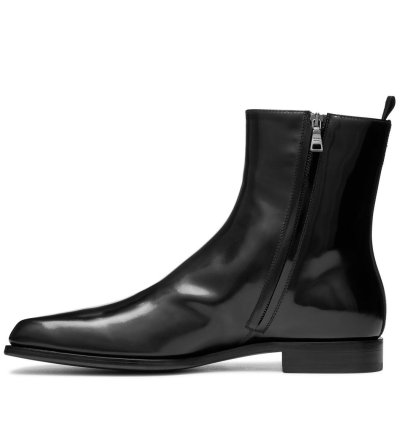 Ss24 Runway Prada Brushed Leather Ankle Square Toe Zip Boot