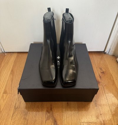 Ss24 Runway Prada Brushed Leather Ankle Square Toe Zip Boot
