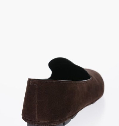 Suede Leather Loafers With Logo