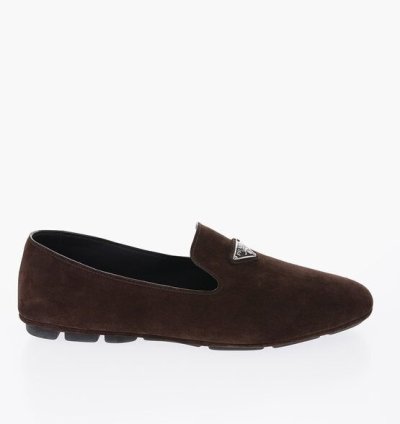 Suede Leather Loafers With Logo