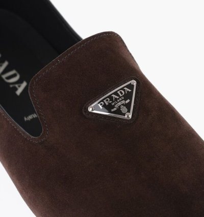 Suede Leather Loafers With Logo