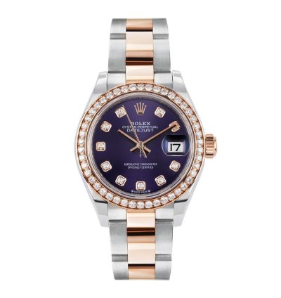 Rolex Lady-datejust 279381rbr Steel 18k Rose Gold Purple Diamond Dial 28 Mm