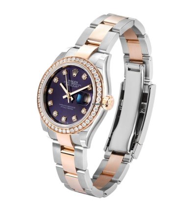 Rolex Lady-datejust 279381rbr Steel 18k Rose Gold Purple Diamond Dial 28 Mm
