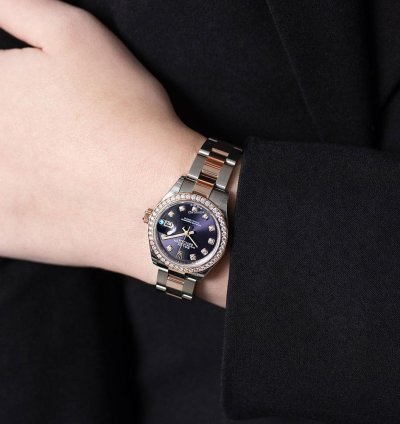 Rolex Lady-datejust 279381rbr Steel 18k Rose Gold Purple Diamond Dial 28 Mm
