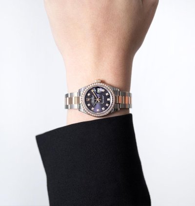 Rolex Lady-datejust 279381rbr Steel 18k Rose Gold Purple Diamond Dial 28 Mm