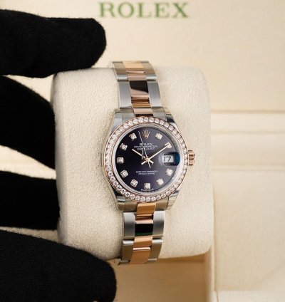 Rolex Lady-datejust 279381rbr Steel 18k Rose Gold Purple Diamond Dial 28 Mm