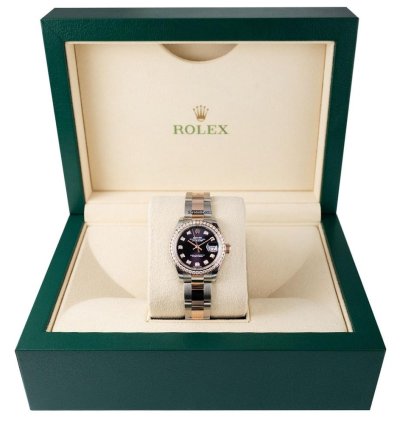 Rolex Lady-datejust 279381rbr Steel 18k Rose Gold Purple Diamond Dial 28 Mm