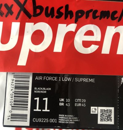 Supreme Air Force 1 Low Black
