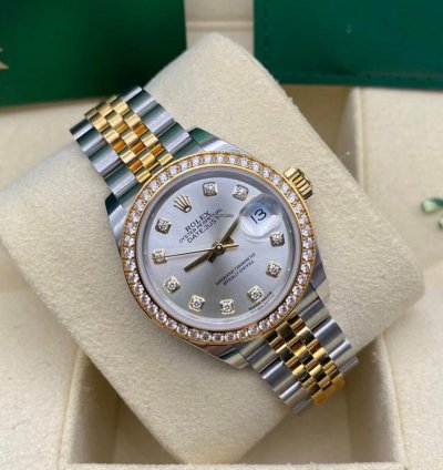 Rolex Lady-datejust 279383rbr Silver Diamond Dial Jubilee