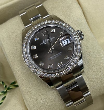 Rolex Lady-datejust 279384rbr Dark Grey Diamond Dial Oyster