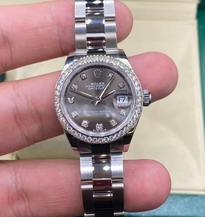 Rolex Lady-datejust 279384rbr Dark Grey Diamond Dial Oyster
