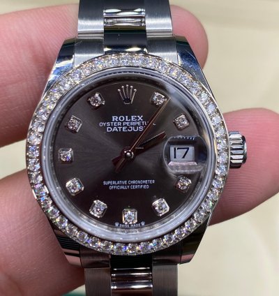 Rolex Lady-datejust 279384rbr Dark Grey Diamond Dial Oyster