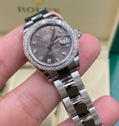 Rolex Lady-datejust 279384rbr Dark Grey Diamond Dial Oyster