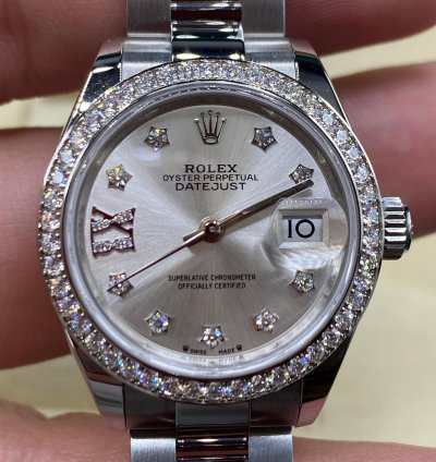 Rolex Lady-datejust 279384rbr Ix Silver Diamond Dial Oyster