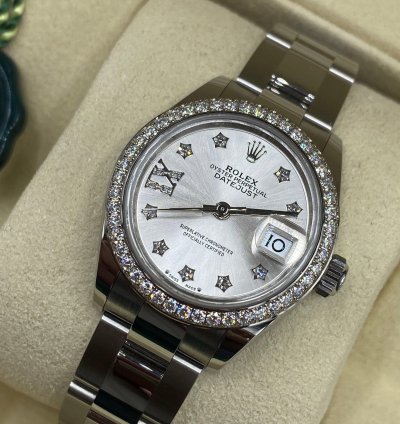 Rolex Lady-datejust 279384rbr Ix Silver Diamond Dial Oyster