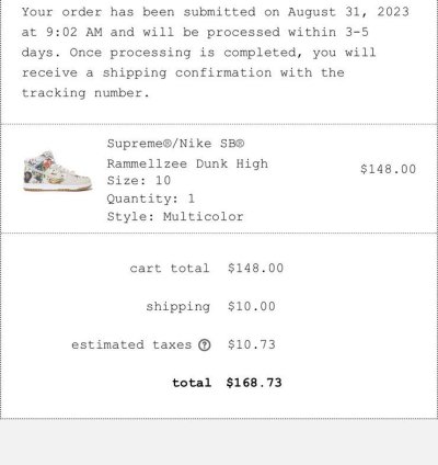 Supreme Dunk High Rammellzee Order Confirmed