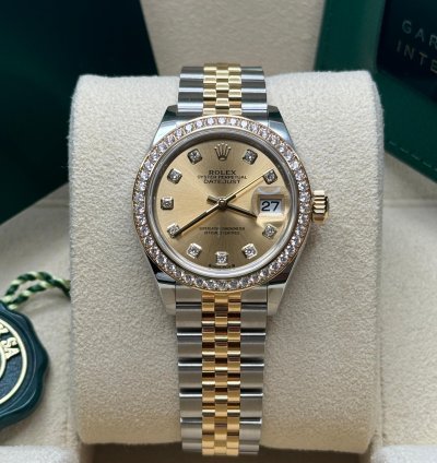 Rolex Lady-datejust New 2023 Champagne Diamond Dial Diamond Bezel Two Tone Yellow Gold Jubilee