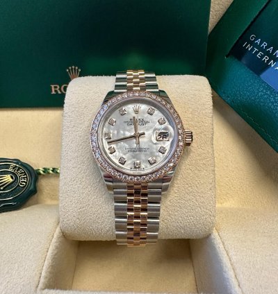 Rolex Lady-datejust New 2023 Mother Of Pearl Diamond Dial Diamond Bezel Two Tone Rose Gold