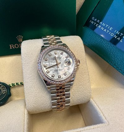 Rolex Lady-datejust New 2023 Mother Of Pearl Diamond Dial Diamond Bezel Two Tone Rose Gold
