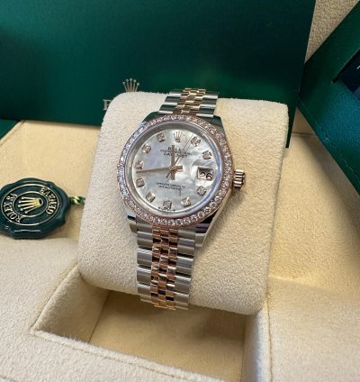 Rolex Lady-datejust New 2023 Mother Of Pearl Diamond Dial Diamond Bezel Two Tone Rose Gold