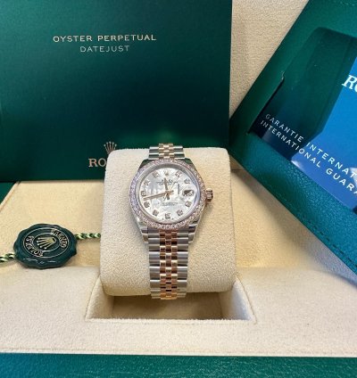 Rolex Lady-datejust New 2023 Mother Of Pearl Diamond Dial Diamond Bezel Two Tone Rose Gold