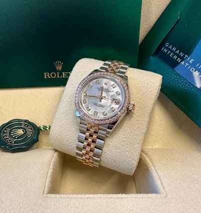 Rolex Lady-datejust New 2023 Mother Of Pearl Diamond Dial Diamond Bezel Two Tone Rose Gold