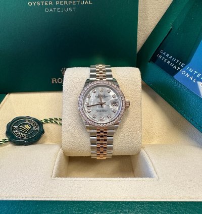 Rolex Lady-datejust New 2023 Mother Of Pearl Diamond Dial Diamond Bezel Two Tone Rose Gold