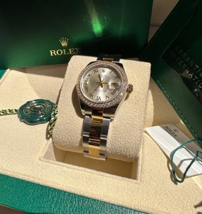 Rolex Lady-datejust New 2023 Silver Roman Dial Diamond Bezel Two Tone Yellow Gold Oyster