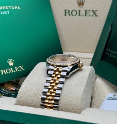 Rolex Lady-datejust New 2024 Champagne Roman Dial Diamond Bezel Two Tone Yellow Gold Jubilee