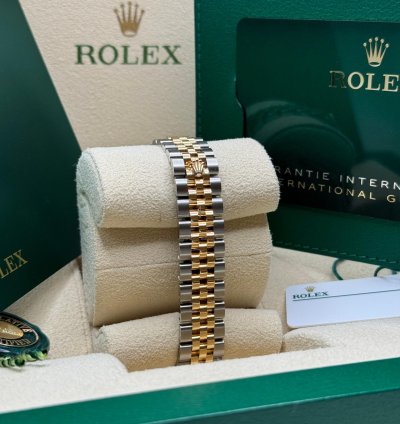 Rolex Lady-datejust New 2024 Champagne Roman Dial Diamond Bezel Two Tone Yellow Gold Jubilee