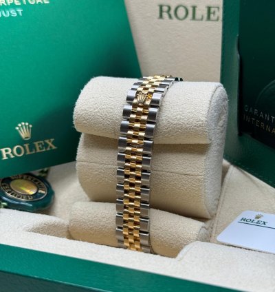 Rolex Lady-datejust New 2024 Champagne Roman Dial Diamond Bezel Two Tone Yellow Gold Jubilee