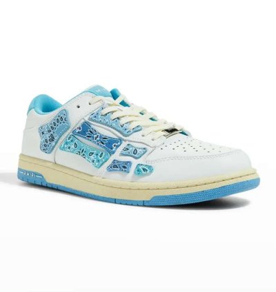 new Men Bandana Skeleton Leather Low-top Sneaker