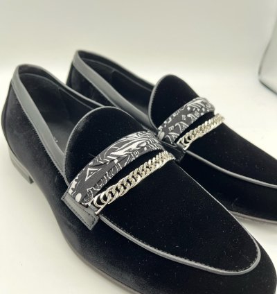 60 Off Amiri Bandana Chain Velvet Loafer Shoes